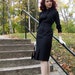 50's reproduction black wool walking dress Francoise -dress, Made to order, all sizes