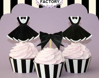 Little Black Dress Cupcake Toppers