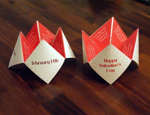 Valentines Day Cootie Catcher Valentine Card Favor