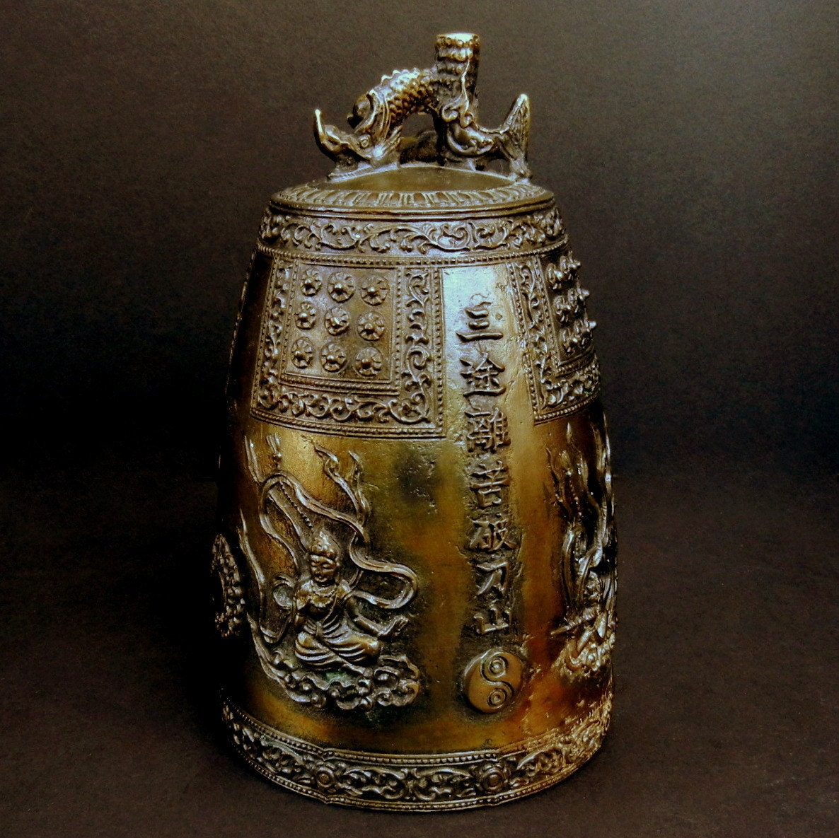8 / Chinese Bronze or Oxidized Copper bell with