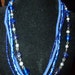 Blue and Silver Leather and Beads four strand necklace with attitude