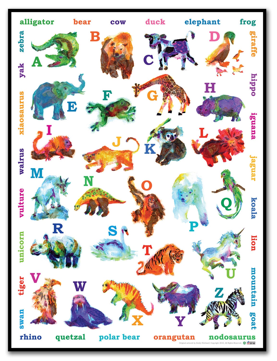 Animal Alphabet Poster by CrinkleStudio on Etsy