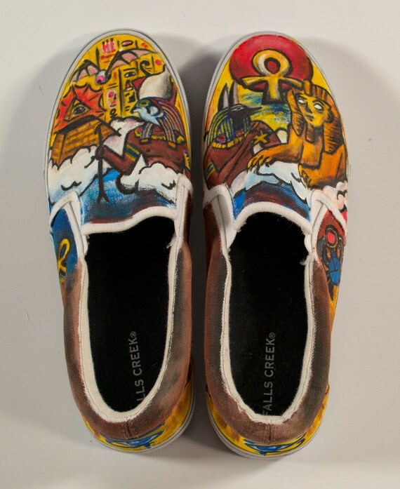 Hand Painted Egyptian Shoes Size 11 Mens by DelishiousKicks