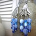 Blue Chandelier Earrings - long earrings in blue cat eye
