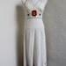 Flower Child - Fabulous 1970's Muslin and Calico, Halter Maxi Dress With Big Red Poppy and Rick Rack detail