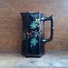 Antique English black flower milk water jug pitcher with gold and green plant details circa 1910's / English Shop