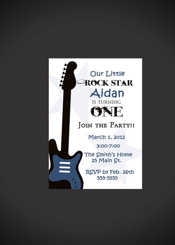 Rock Star 1st Birthday Invitation for Boys Il_570xn