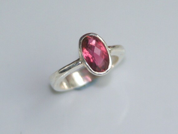 Items similar to Pink Tourmaline and Silver Ring - Heavy Forged on Etsy