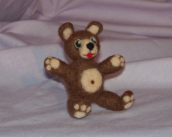 Brown Teddy Bear - Needle Felted Soft Sculpture - FREE SHIPPING to US and Canada