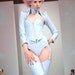 HALF PRICE Xxs/xs pale blue PVC "Formal" high waisted underwear (fashion show sample)