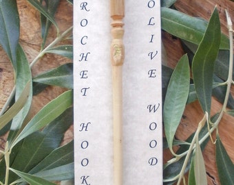 Hand made Greek olive wood crochet hook