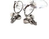Elephant Earrings, Good Luck Charms, Patinated, oxidized,  Silver Plated, Elephant, Dangle,  Animal Jewelry