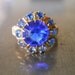 Vintage Cocktail Ring - 1920s Ring - Faux Sapphire Ring- Vintage Fashion Ring - Blue Topaz Ring- Electric Blue Ring-Art Deco Costume Ring