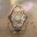 Diamond and Opal Edwardian Engagement Ring - FREE SHIPPING