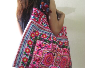 Ethnic Hmong Vintage style Tote Thai Shoppers Shoulder Bag