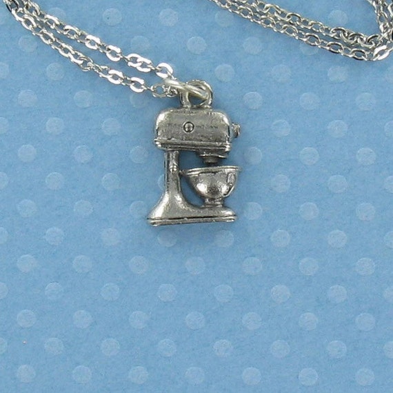 KITCHEN MIXER Necklace Pewter charm on FREE Plated Chain