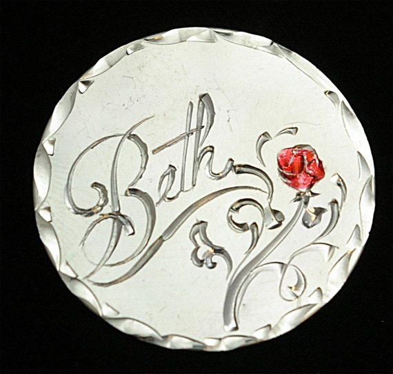 Hand Engraved Name Brooch