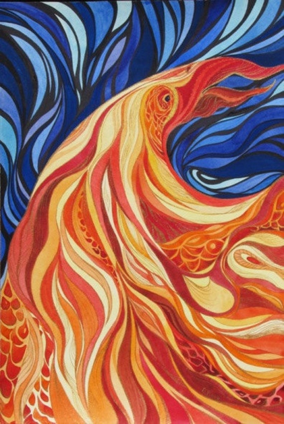 Items similar to Phoenix Painting ABSTRACT Original ...