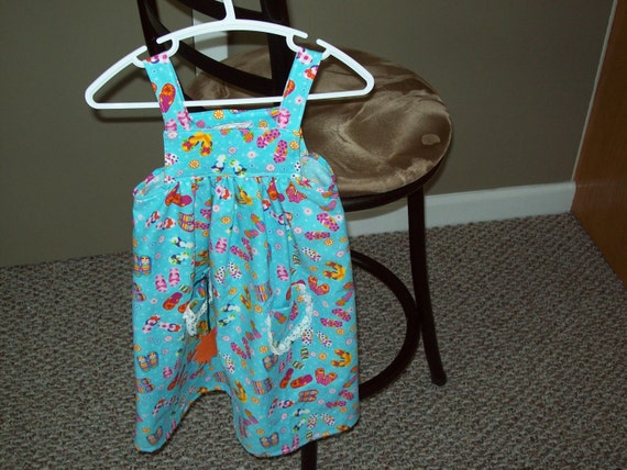 Sundress Flip-Flops on Aqua Toddler Size 18 month Ready to