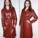Don't wear the animals .. vintage 70s trench coat / 1970s spy belted jacket / vegan faux leather / pleather vinyl ... M L