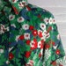 Vintage 1960s 70s Green Retro Floral TIKI Blouse with Unique Collar