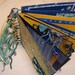 Journey thru Life Mini album, Flip Out Pages, Flip to the Side Pages, Blue, Yellow, Fibres, Charms, Gems, Flowers