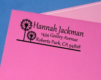 Custom Address Stamp Self Inking Personalized Dandelion Rubber Stamp Standard Hand Stamp or Self-inking Return Address Stamp