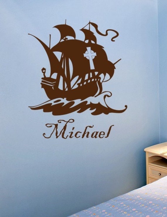 Pirate Ship Wall Decal Personalized Kids Vinyl Wall Art