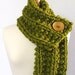 Chunky Knit Lemongrass Green Cowl Scarf with Large Yellow Button