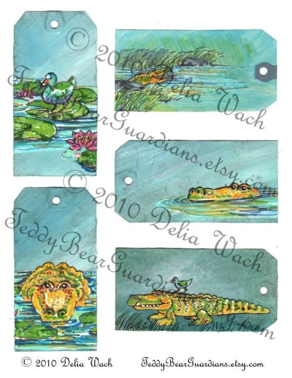 Items similar to Alligator Tags Digital Tags Printable PDF on Etsy