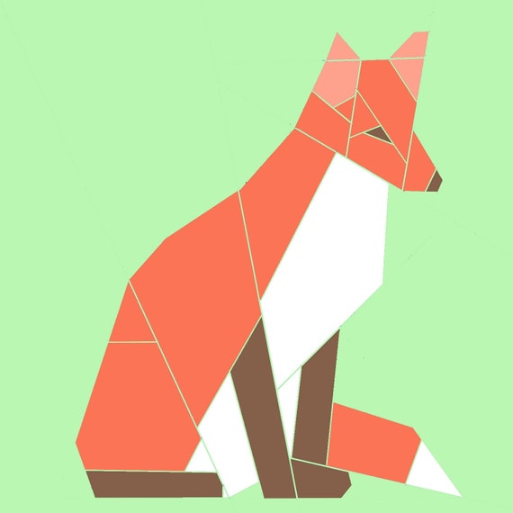 Red Fox paper-piecing quilt pattern, PDF