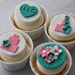 Fondant Wedding Cake, Monogram and Flower Bouquet Toppers for Decorating Engagement or Wedding Cupcakes