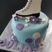 Fondant Ice Skate Cake Topper, with Polka Dots, Flowers, Name and Age Decorations for a Special Birthday Cake