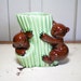 Brown Bear Cubs on Green Vase - Vintage Haeger Pottery