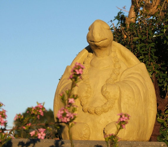 Stone LARGE MEDITATING TURTLE Sculpture Solid Garden Buddha