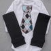 Tie Onesie Baby Boy Argyle with Leg Warmers (Gray, Black or Brown)