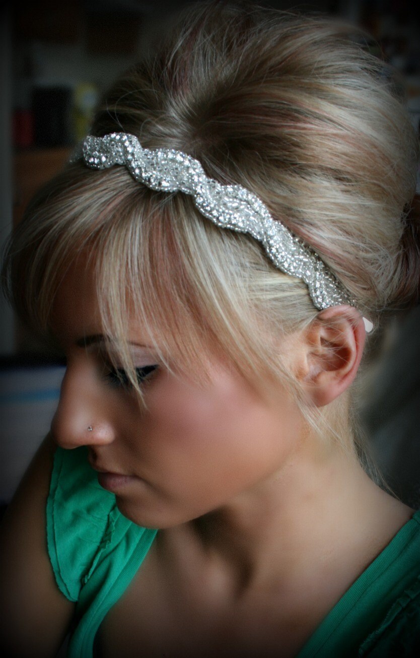 Wedding Rhinestone Headbands beaded headbands etsy crystal headband silver bridal headpiece available as or ribbon tie