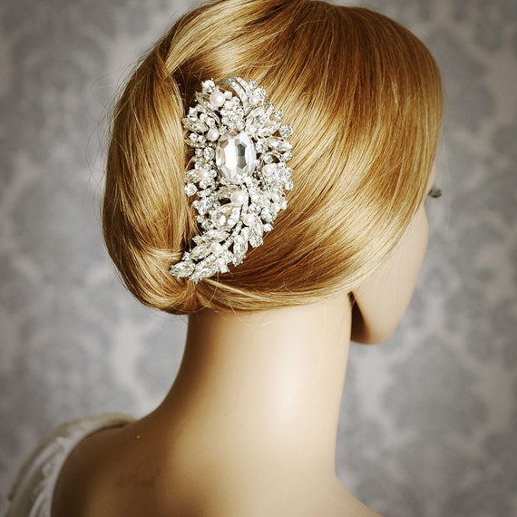 BRENDA Large Vintage Style Wedding Hair Comb by GlamorousBijoux