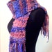 Hand Knit Scarf/ Pink and Blue Scarf / Hand Spun Yarn Scarf / Fashion Scarf/ Blue and Pink / Multicolor Scarf