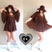 vtg 70s Chocolate Brown MEXICAN sheer gauze crochet TUNIC TOP shirt blouse os boho hippie