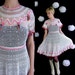 vintage 40s 50s White SHEER cut out CROCHET DRESS festival xs boho hippie gypsy