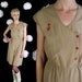 Nautical vtg 70s Camel, Red ANCHOR wide leg PALAZZO JUMPSUIT romper xs/s hippie sailor