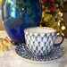 Lomonosov Cobalt Net tea cup and saucer - ON SALE