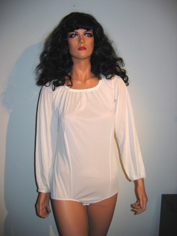 1960's Sexy Vintage Teddy Blouse. Bodysuit. All Nylon.