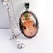 Bunny Rabbit Lace Necklace with Rhinestones - Animal Art on Silver Plated Jewelry, Metal Chain