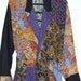 Vintage Bohemian Beaded Batik Patchwork Jacket Gypsy Beaded Color-Block Purple Yellow Floral