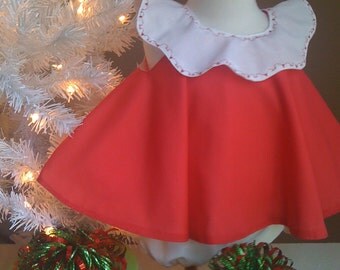 Girls Christmas Dress & Ruffled Bloomers Girls baby Toddler Red and white 2 pc