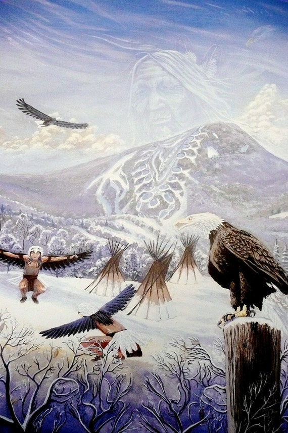 Eagle art print native american art print totem eagle art