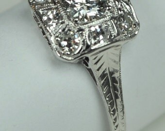 Simply Elegant Art Deco Engagement RIng