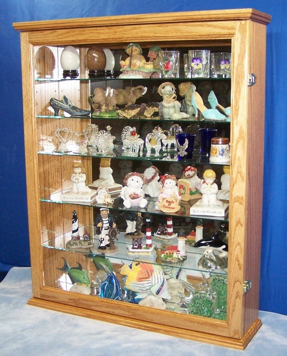 Solid Oak Wall Curio or Tabletop Display Traditional